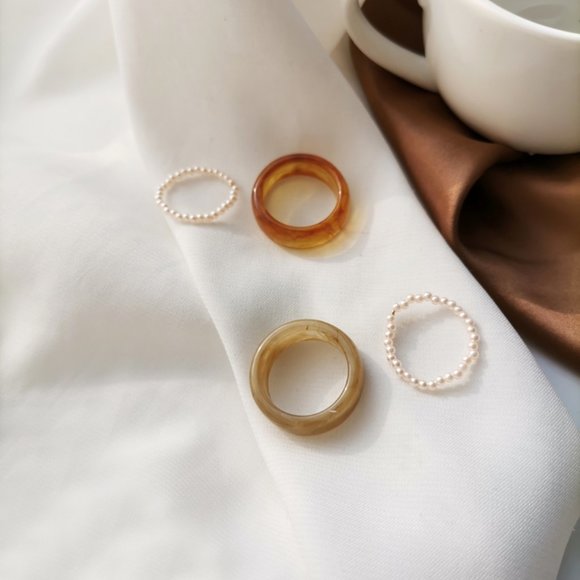 ❤️‍🔥𝕤𝕒𝕝𝕖❤️‍🔥2xrings marble pearls set - Picture 12 of 13